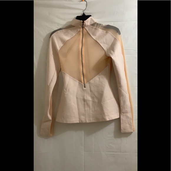 FREE PEOPLE Monarch' Mock Neck Mesh Inset Long Sleeve Blouse Ballet Top, Zipper - Picture 8 of 12